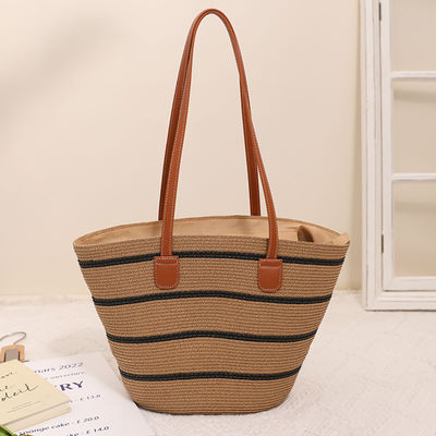 Sac de plage à la paille Raffia fait à la main pour unisexe Summer Bucket
