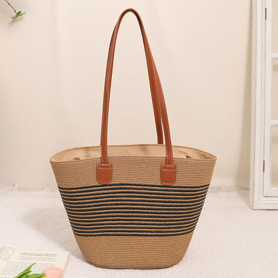 Sac de plage à la paille Raffia fait à la main pour unisexe Summer Bucket