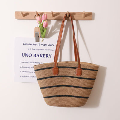 Sac de plage à la paille Raffia fait à la main pour unisexe Summer Bucket