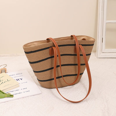 Sac de plage à la paille Raffia fait à la main pour unisexe Summer Bucket