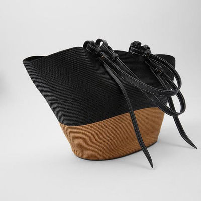 Sac de plage en paille d'extérieur de grande capacité Vintage sac à épaule tissé à la main Sacs en rotin Raffia