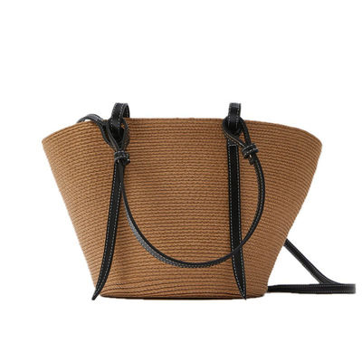 Sac de plage en paille d'extérieur de grande capacité Vintage sac à épaule tissé à la main Sacs en rotin Raffia