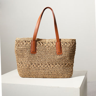Nombre de poignées/bandes Deux sacs de paille de style 2023 Sac tissé pour les voyages à la plage sauvage
