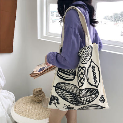 Style Impression de feuilles Sac de toile épais Grande capacité Étiquette personnalisée