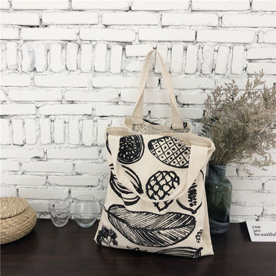 Style Impression de feuilles Sac de toile épais Grande capacité Étiquette personnalisée