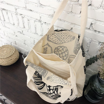 Style Impression de feuilles Sac de toile épais Grande capacité Étiquette personnalisée