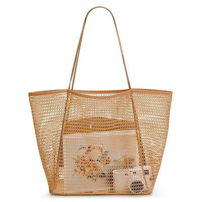 Sac de plage en maille réutilisable personnalisé sac à main de grande capacité pour les voyages en plein air des femmes