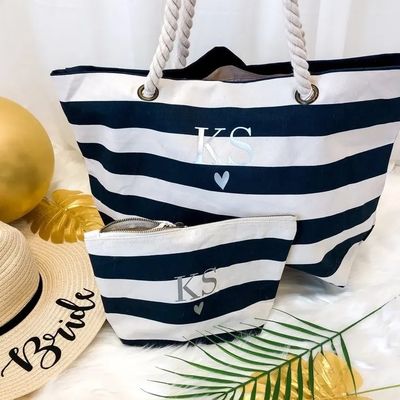 Logo personnalisé sac à main à rayures pour l'été sac scolaire de plage