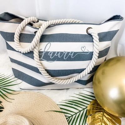 Logo personnalisé sac à main à rayures pour l'été sac scolaire de plage