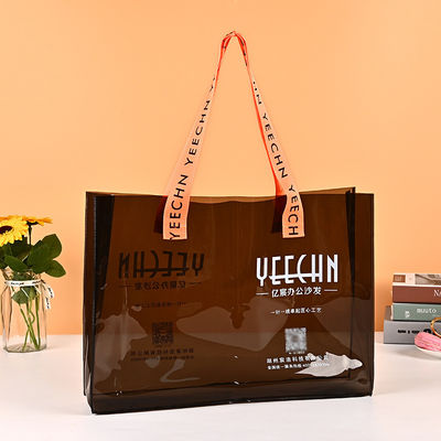Logo personnalisé écologique, transparent, imperméable à l'eau, sac en PVC avec fermeture à glissière et poche