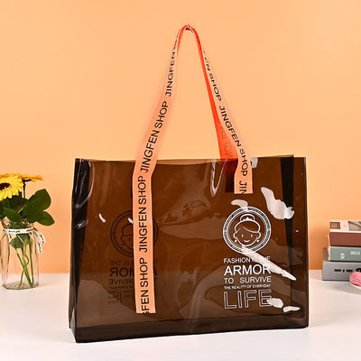 Logo personnalisé écologique, transparent, imperméable à l'eau, sac en PVC avec fermeture à glissière et poche