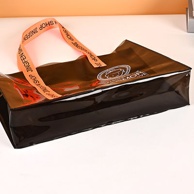 Logo personnalisé écologique, transparent, imperméable à l'eau, sac en PVC avec fermeture à glissière et poche