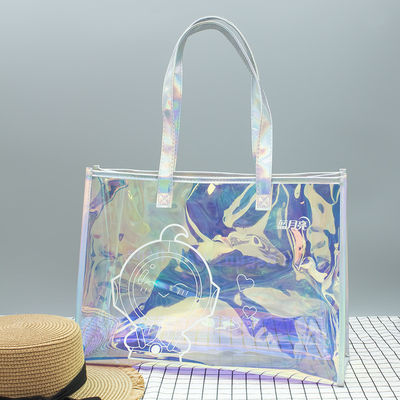 Logo personnalisé écologique, transparent, imperméable à l'eau, sac en PVC avec fermeture à glissière et poche