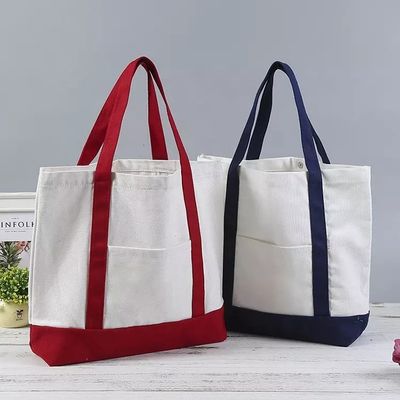 Sac de shopping en toile de coton sur mesure avec fermeture à fermeture à glissière