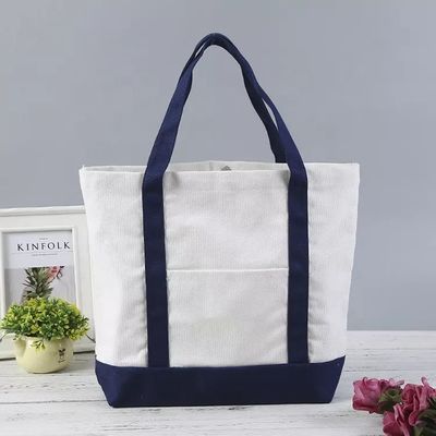 Sac de shopping en toile de coton sur mesure avec fermeture à fermeture à glissière