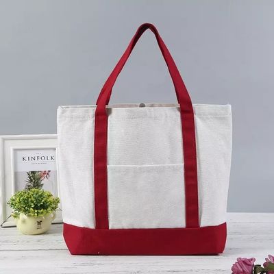 Sac de shopping en toile de coton sur mesure avec fermeture à fermeture à glissière