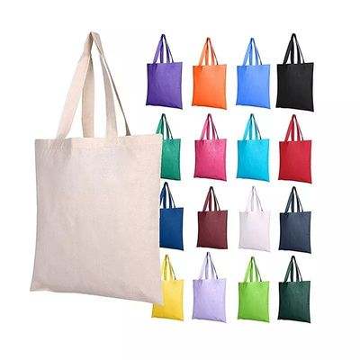 Logo personnalisé Imprimé Gros sac à main de magasinage organique simple avec logo personnalisé de poche