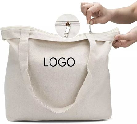 Logo personnalisé Imprimé Gros sac à main de magasinage organique simple avec logo personnalisé de poche