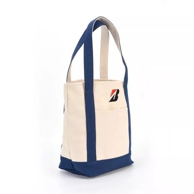 Logo personnalisé Imprimé Gros sac à main de magasinage organique simple avec logo personnalisé de poche