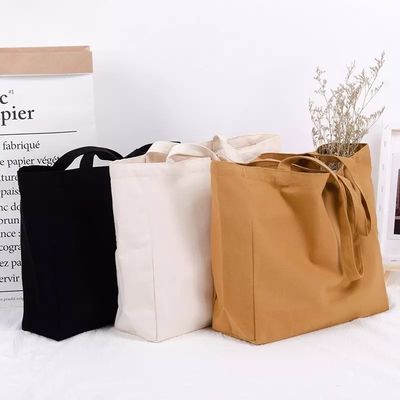 Sac de toile écologique imprimé à écran de soie sac de magasinage pour femmes avec poches et motif de lettre
