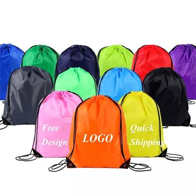 Sac à dos en polyester nylon à corde à tirer sur mesure pour l'impression à écran de soie