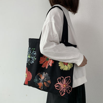 Sacs à main en toile personnalisés pour femmes contemporaines avec impression de fleurs