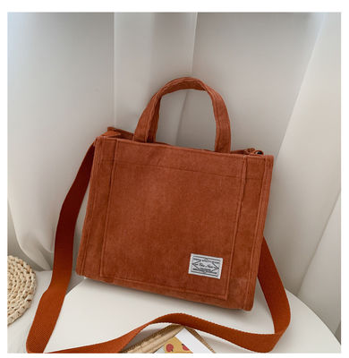 Fashion Crossbody Corduroy Tote Bag avec ceinture réglable avec logo personnalisé