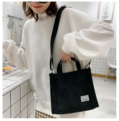 Fashion Crossbody Corduroy Tote Bag avec ceinture réglable avec logo personnalisé