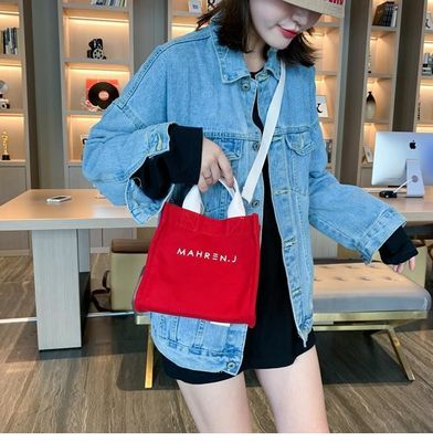 Couleur personnalisée Petite femme toile de coton sac à main avec logo imprimé sur mesure