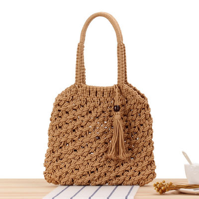 Tassel mode femme sac à épaule avec Tote tissé de paille et logo personnalisé