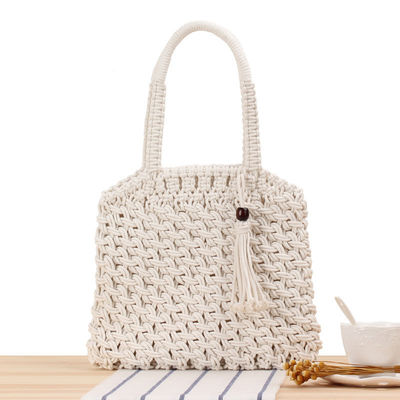 Tassel mode femme sac à épaule avec Tote tissé de paille et logo personnalisé