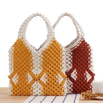 Sac à main de plage en paille d'été en polyester pour femmes Sac à main en tissu bohème tricoté