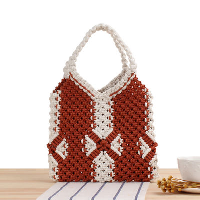 Sac à main de plage en paille d'été en polyester pour femmes Sac à main en tissu bohème tricoté