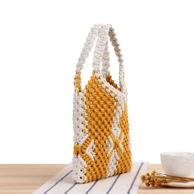 Sac à main de plage en paille d'été en polyester pour femmes Sac à main en tissu bohème tricoté