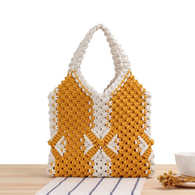 Sac à main de plage en paille d'été en polyester pour femmes Sac à main en tissu bohème tricoté