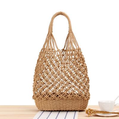 Les dernières nouveautés de la mode Couleur personnalisée Tricot creux sac de plage tissé sac à main de paille