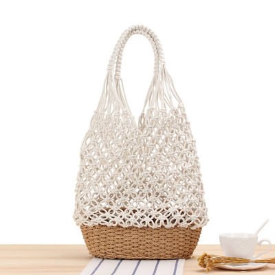 Les dernières nouveautés de la mode Couleur personnalisée Tricot creux sac de plage tissé sac à main de paille