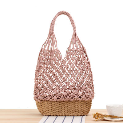 Les dernières nouveautés de la mode Couleur personnalisée Tricot creux sac de plage tissé sac à main de paille