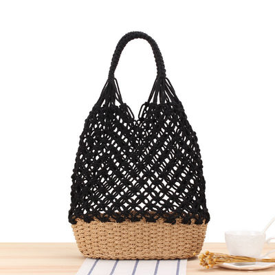 Les dernières nouveautés de la mode Couleur personnalisée Tricot creux sac de plage tissé sac à main de paille