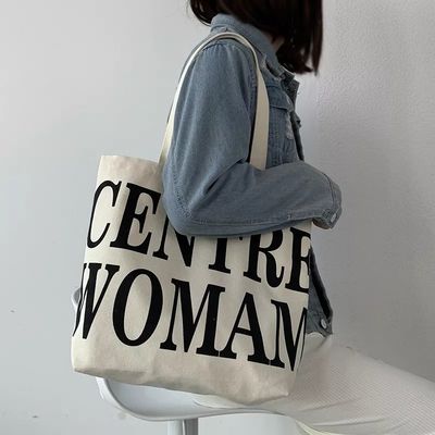 Logo personnalisé imprimé sac à main en toile pour le commerce de détail Taille extra grande