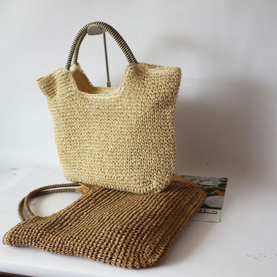 Matériau de revêtement en polyester artisanal Sac à main de paille pour femmes pour l'été