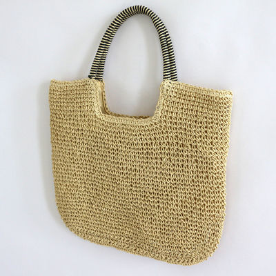 Matériau de revêtement en polyester artisanal Sac à main de paille pour femmes pour l'été