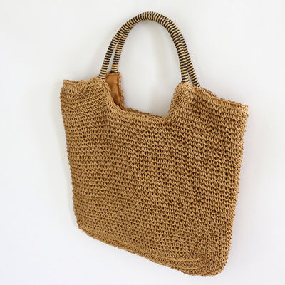 Matériau de revêtement en polyester artisanal Sac à main de paille pour femmes pour l'été