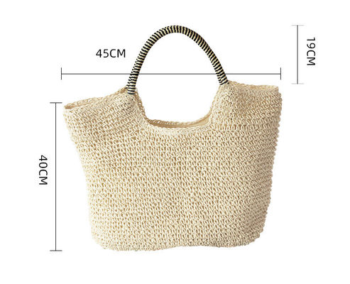 Matériau de revêtement en polyester artisanal Sac à main de paille pour femmes pour l'été