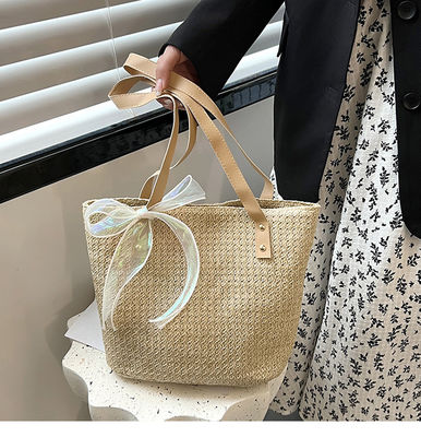 2022 mode sac à main pour femmes Fermeture à fermeture à glissière Grosse capacité Sac à main de plage à paille rayé