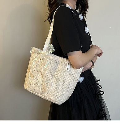 2022 mode sac à main pour femmes Fermeture à fermeture à glissière Grosse capacité Sac à main de plage à paille rayé