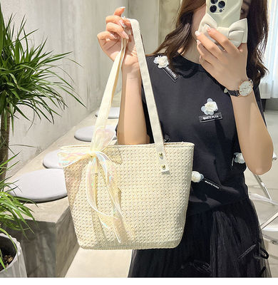 2022 mode sac à main pour femmes Fermeture à fermeture à glissière Grosse capacité Sac à main de plage à paille rayé