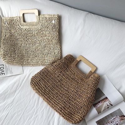 Aucune décoration sac à main en rotin portable sac à main en paille pour femmes pour les vacances d'été
