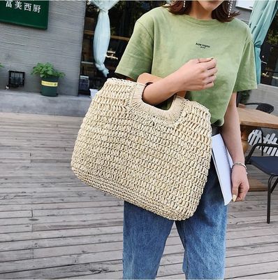 Aucune décoration sac à main en rotin portable sac à main en paille pour femmes pour les vacances d'été