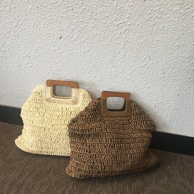 Aucune décoration sac à main en rotin portable sac à main en paille pour femmes pour les vacances d'été
